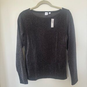 GAP Metallic Black Sparkle Long Sleeve Top